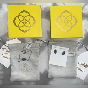 Kendra Scott Blue Drusy Earrings and Bracelet Set